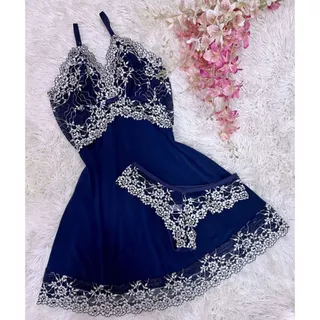 Camisola azul com renda e detalhes, visual sofisticado